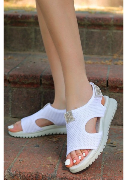 Günlük Kadın Triko Taşlı Sandalet Yumuşak Rahat Ortopedik fiyatları