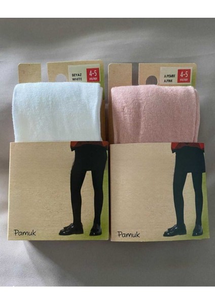 Pamuk 2'li Kız Çocuk Cotton Pembe Beyaz Külotlu Çorap