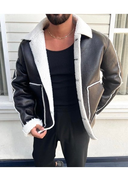 Siyah Deri Oversize Ceket