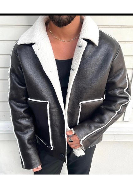 Siyah Deri Oversize Ceket modelleri