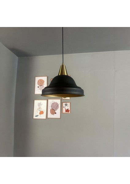 Ulmete Siyah Renk Eskitme Huni Başlık Tekli Sarkıt Avize Salon Ofis Otel Avizeleri Vintage Tasarım fiyatları