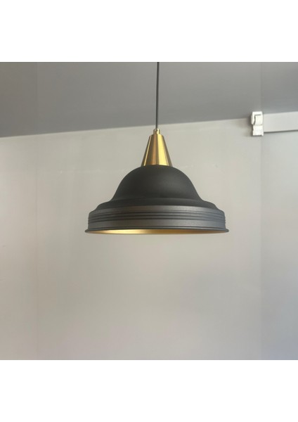 Ulmete Siyah Renk Eskitme Huni Başlık Tekli Sarkıt Avize Salon Ofis Otel Avizeleri Vintage Tasarım modelleri