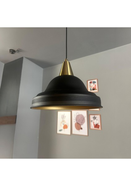 Ulmete Siyah Renk Eskitme Huni Başlık Tekli Sarkıt Avize Salon Ofis Otel Avizeleri Vintage Tasarım fırsatları