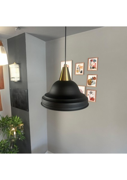 Ulmete Siyah Renk Eskitme Huni Başlık Tekli Sarkıt Avize Salon Ofis Otel Avizeleri Vintage Tasarım indirimleri