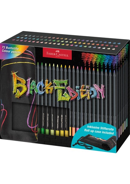 Black Edition Rulo 72'li Boya Kalemi, Yüksek Pigmentli,canlı Renkler, Üçgen Siyah Ergonomik Gövde