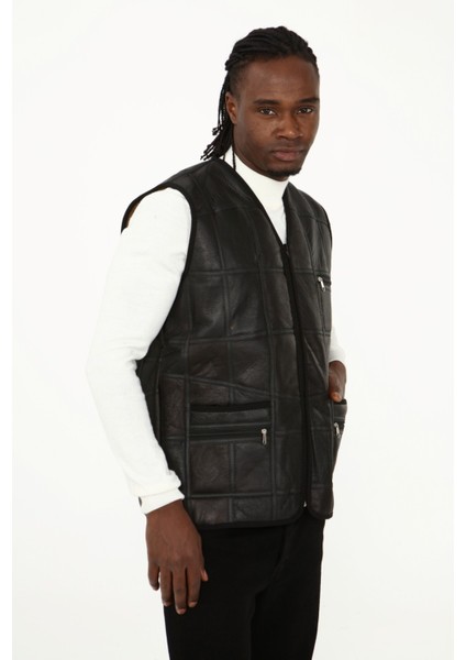 Parçalı Hakiki Deri ve Hakiki Kürk Parçalı Yelek modelleri