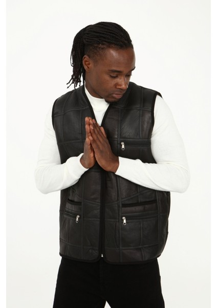 Parçalı Hakiki Deri ve Hakiki Kürk Parçalı Yelek fırsatları