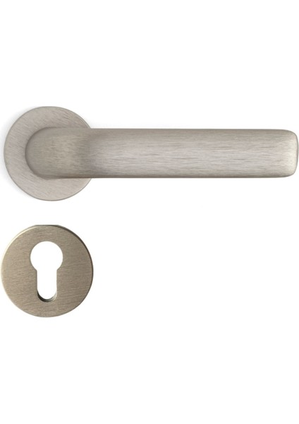 Rıven Rozetli Kapı Kolu Nikel Saten Renk Yale ( Dış Kapı Rozetli)