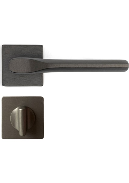 Tıke Rozetli Kapı Kolu Kalaylı Siyah Saten Renk Wc Mandallı Rozet