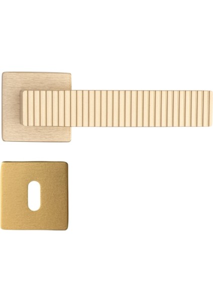 Tuna Rozetli Kapı Kolu Pirinç Saten Renk Oda Rozetli