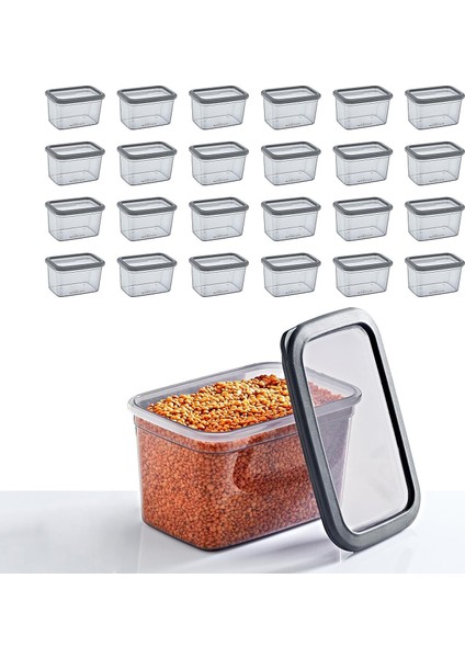 24'lü Set Skali Dikdörtgen Saklama Kabı 1210 ml