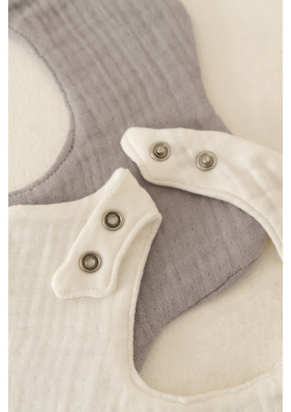 2'li %100 Organik Pamuk 8 Katlı Multi Müslin Çiçek Bebek Salya Mama Önlüğü,yakalık Gri,beyaz modelleri