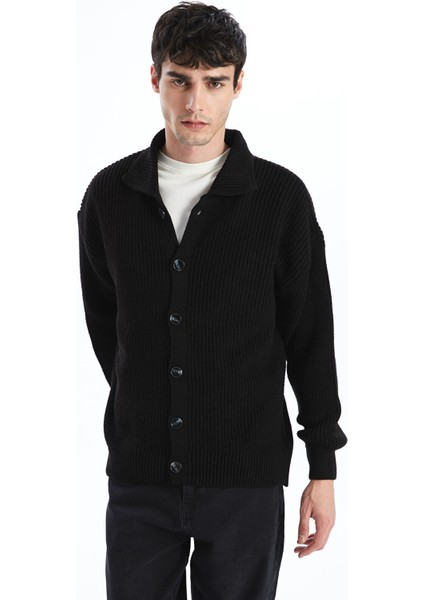 Yeni Sezon Standart Kalıp Ceket Yaka Erkek Triko Hırka