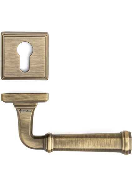 Rodın Rozetli Kapı Kolu Antik Renk Yale ( Dış Kapı Rozetli)