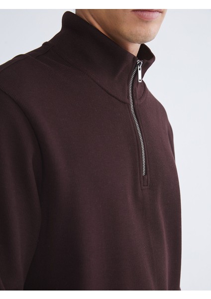 Yeni Sezon Fermuarlı Dik Yaka Uzun Kollu Erkek Sweatshirt modelleri