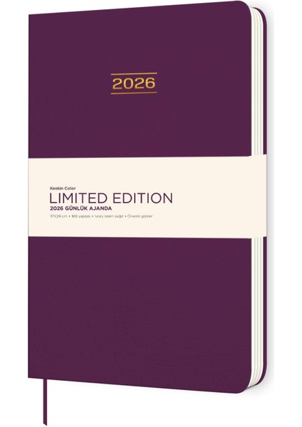 Keskin 2026-17*24 Ciltli Limited Edition Günlük Ajanda - Mor