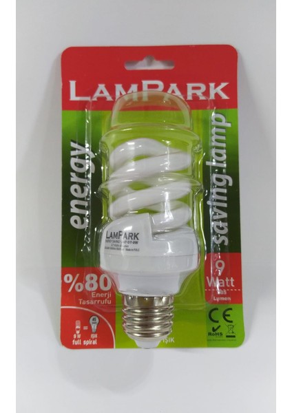 Lampark 9W 585LM E27 Duy Beyaz Işık Tasarruflu Ampul