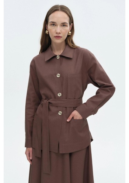 Kuşaklı Keten Ceket modelleri