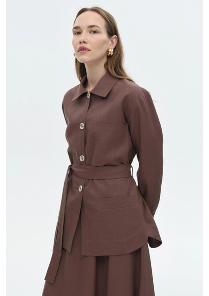 Kuşaklı Keten Ceket fırsatları