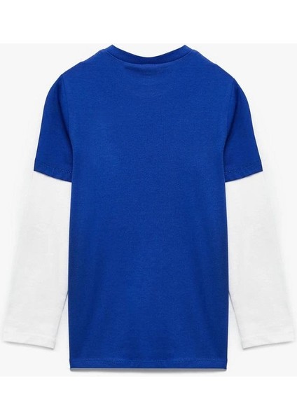 Erkek Çocuk Uzun Kollu Bisiklet Yaka Basketbol Baskılı Pamuklu Tişört fiyatları