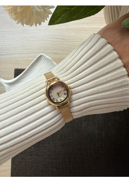 Retro Minimal Hasır Kordon Vintage Kadın Kol Saati