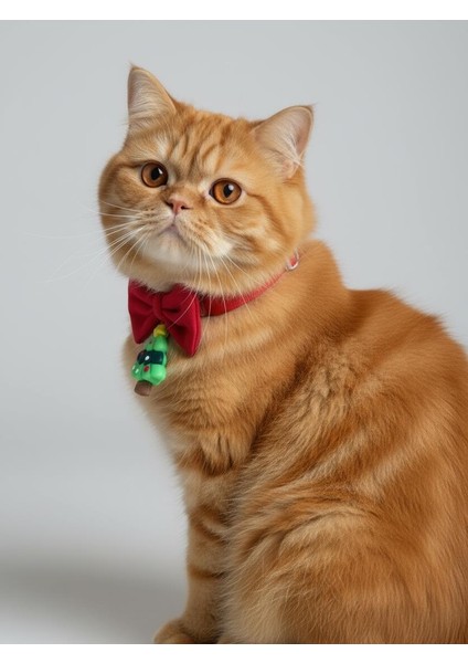 Christmas Tree Yılbaşı Kedi Papyon Tasması | Kırmızı Fiyonk Boyun Aksesuarı | Noel Temalı Kedi Süsü modelleri