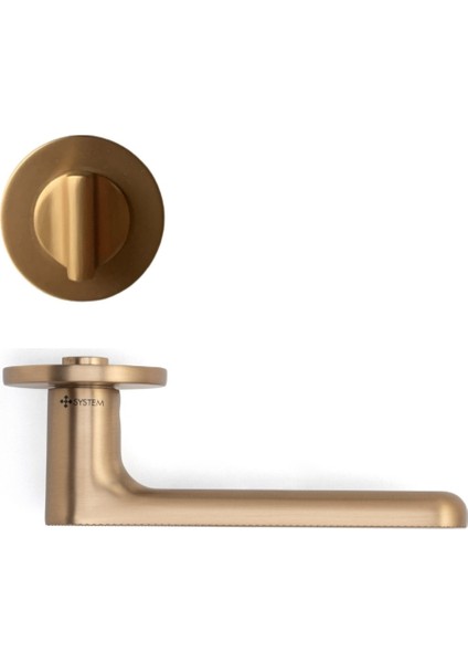 Solo-T Rozetli Kapı Kolu Şampanya Saten Renk Wc Mandallı Rozet