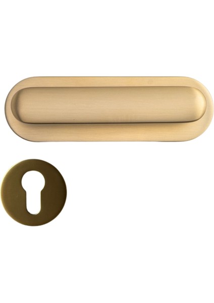 Sınus Rozetli Kapı Kolu Altın Saten Renk Yale ( Dış Kapı Rozetli)