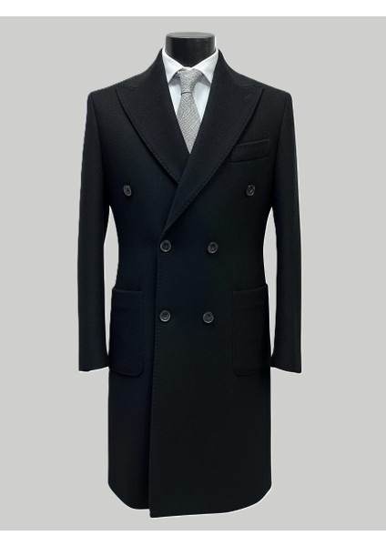 Siyah Kruvaze Kışlık Erkek Kaban