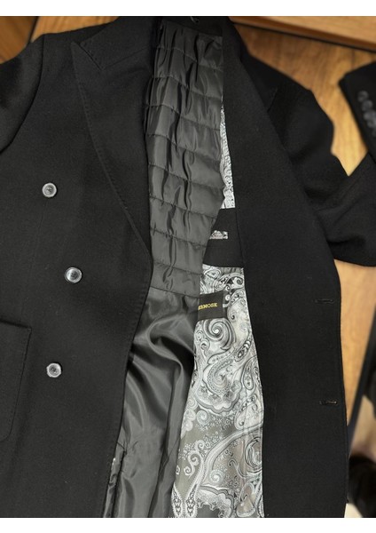 Siyah Kruvaze Kışlık Erkek Kaban