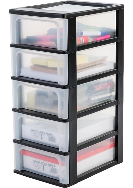 Ohyama Chest OCH-2005 Çekmeceli Konteyner/çekmeceli Dolap, Plastik, Siyah/şeffaf, 35,5 x 26 x 61 cm