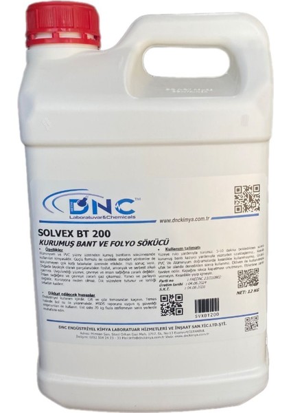 Kurumuş Bant Etiket ve Folyo Sökücü Solvex Bt 200-12KG