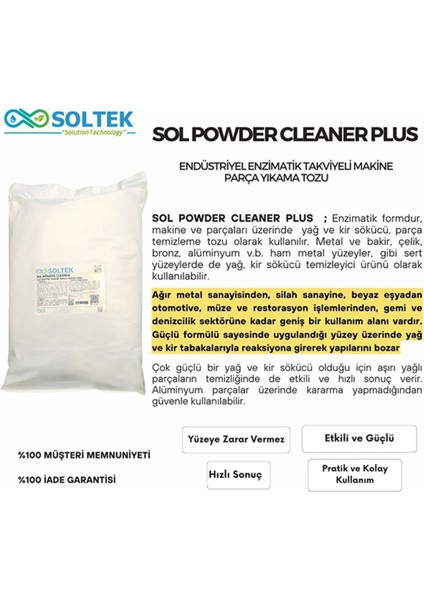 Enzimatik Takviyeli Makine Parça Yıkama Tozu - Sol Powder Cleaner Plus 25 kg fiyatları