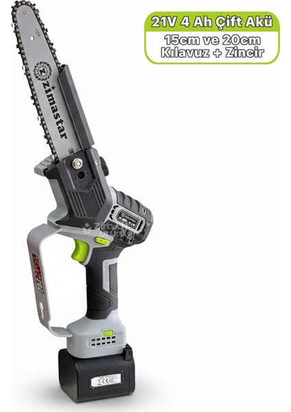 SC-5808 Akülü Zincirli Budama Testeresi 21V 4AH Çift Akülü-Kılavuzlu
