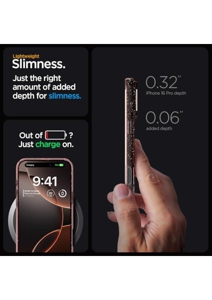 16 Pro Ince Kılıf Crystal Glitter Sararma Karşıtı Duraclear™ Hava Kanalı Teknolojisi™ Askeri Sınıf Koruma Rose Şeffaf Simli Kapak - ACS08114 fiyatları