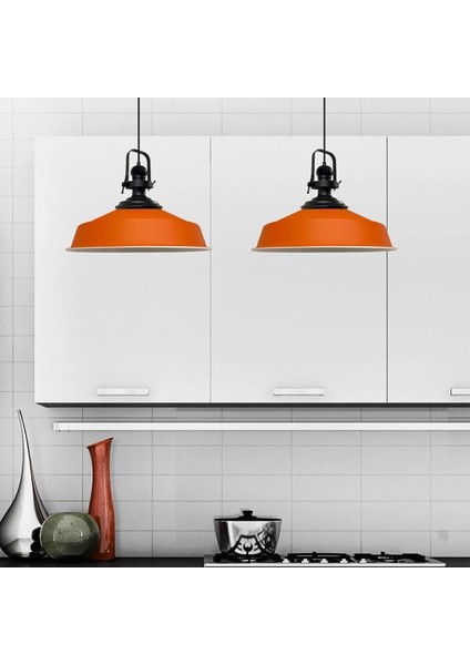 Turuncu Asaletli Tekli Avize Siyah Başlık Retro Sarkıt Lamba Restoran Cafe Salon Avizeleri modelleri
