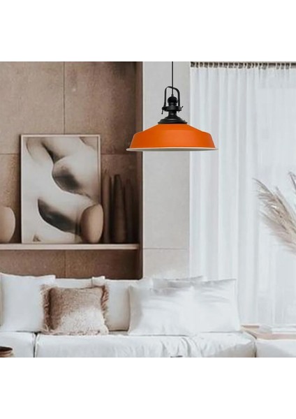 Turuncu Asaletli Tekli Avize Siyah Başlık Retro Sarkıt Lamba Restoran Cafe Salon Avizeleri fırsatları