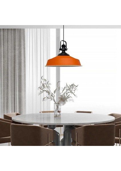 Turuncu Asaletli Tekli Avize Siyah Başlık Retro Sarkıt Lamba Restoran Cafe Salon Avizeleri indirimleri