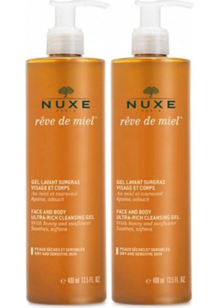 Reve De Miel Yüz ve Vücut Yıkama Jeli 2 x 400 ml + Dezenfektan Hediyeli - %72 Alkol