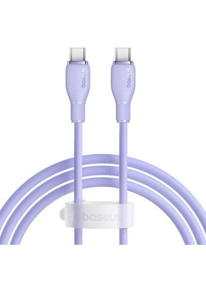 Pudding Hızlı Şarj Özellikli Type-C To Type-C Kablo 100W, 1.2 Metre, Mor