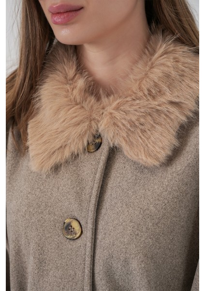 Kadın Kemerli Kaşe Panço 9165 - Taş indirimleri