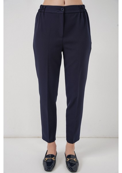Kadın Beli Lastikli Kumaş Pantolon 30058 - Lacivert fiyatları