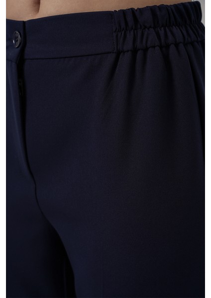 Kadın Beli Lastikli Kumaş Pantolon 30058 - Lacivert indirimleri