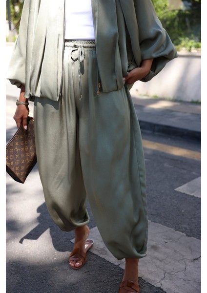 Kendinden Desenli Saten Şalvar Pantolon modelleri