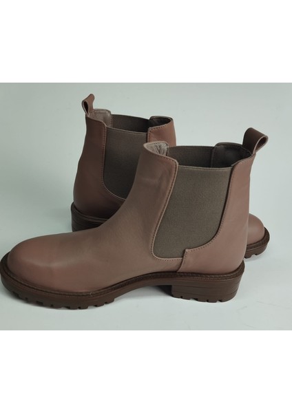 Kadın Hakiki Deri Lastikli Ten Deri Bot modelleri