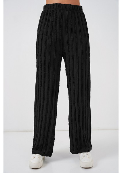 Kadın Dokulu Esnek Örme Pantolon 30057 - Siyah fiyatları