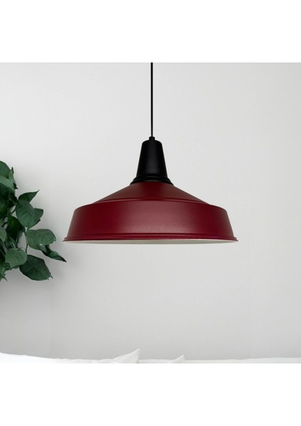 Vişne Çürüğü Asaletli Siyah Metal Başlık Tekli Avize Retro Sarkıt Showroom Salon Mutfak Avizeleri