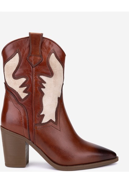 Kadın Hakiki Deri Taba Western Bot 1072 7193 Bn Bot SK25-26 Taba