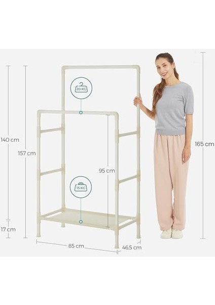 Giysi Rafı, 2 Asma Raylı Metal, Maksimum Yük 55 Kg, Montaj, Beyaz RDR01WT modelleri