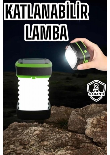 Katlanabilir Kamp Lambası Solar Fener Görünümlü 3 Kademeli Şarjlı fiyatları